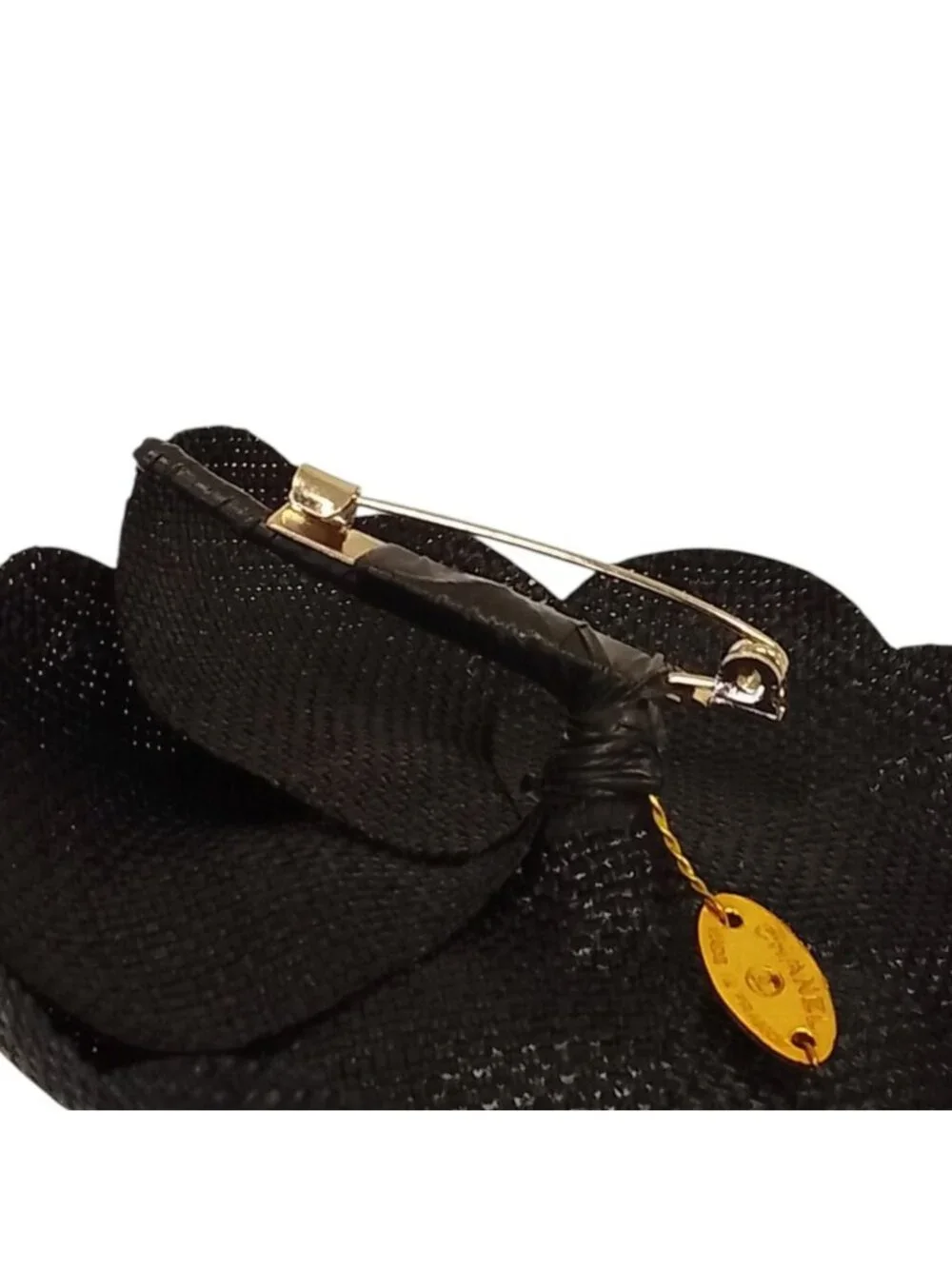 Chanel Canvas Camellia Corsage Pin Brooch Black